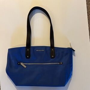 Michael Kors Cobalt Blue Nylon Tote with Black Straps